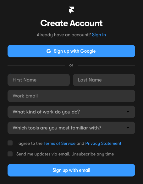 Framer - Create an Account