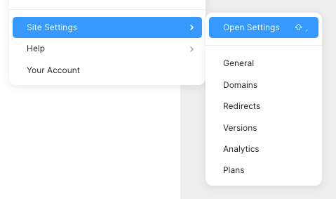Open Framer Site Settings