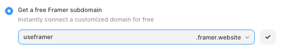 Select a Framer subdomain